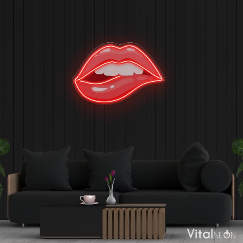 Lips Biting Neon Sign