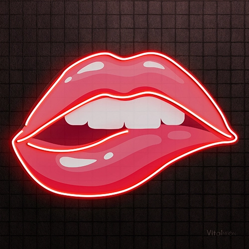 Lips Biting Neon Sign | Customizable LED Neon Wall Art