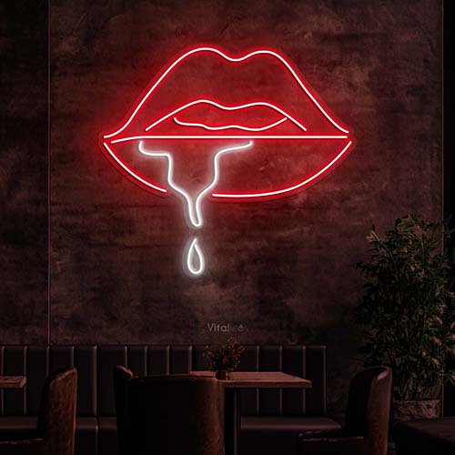 Lips Dripping Neon Sign