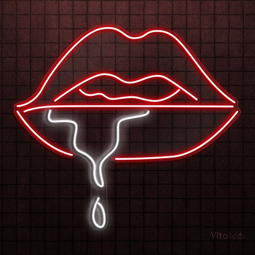Lips Dripping Neon Sign