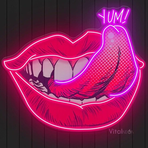 Lips Yum Neon Sign | Fun Bedroom LED Decor