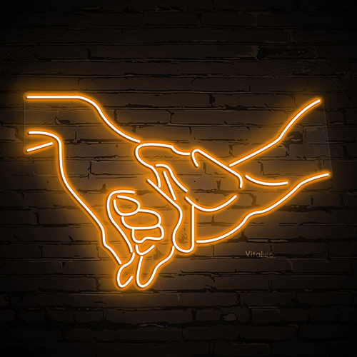 Lovers Hold Neon Sign