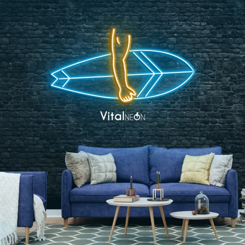 Buy Man Holds Surfboard Neon Sign Buy Man Holds Surfboard Neon Sign