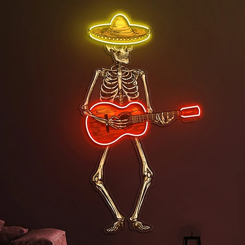 Mariachi Skull Music Neon Signs