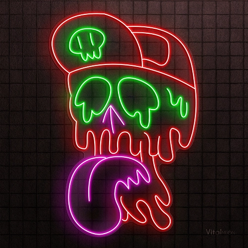 Melting Skull Neon Sign | Spooky LED Decor with Remote