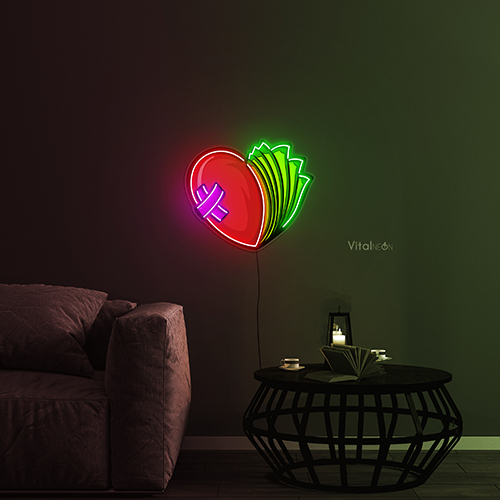 Money Heart Neon Pop Art Sign
