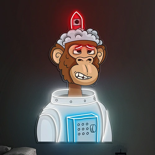 Monkey Astronaut Neon Sign