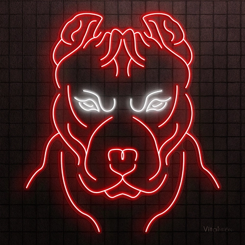 Pitbull Face Neon Sign | Custom LED Neon Dog Wall Art