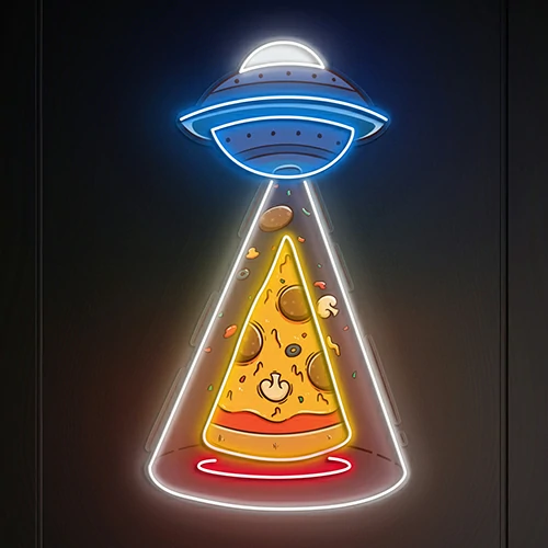 Pizza UFO Artistic Neon Sign