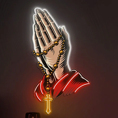 Praying Hands Artistic Neon Sign