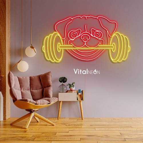 Buy Pug with Dumbbell Neon Sign Buy Pug with Dumbbell Neon Sign