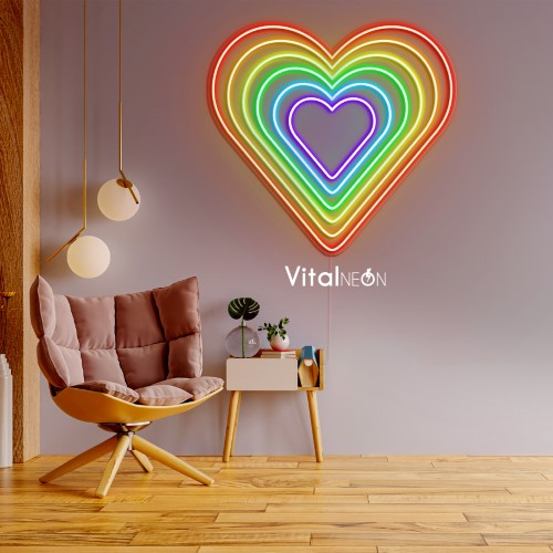 Rainbow Heart Neon Sign