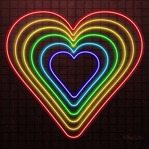 Rainbow Heart Neon Sign | Colorful Rainbow Pride Gift