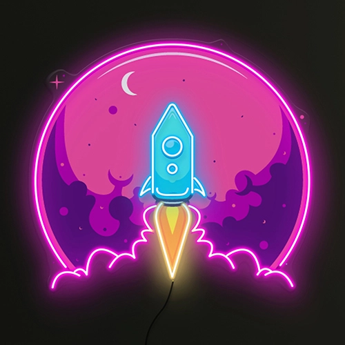 Pocket and Moon LED Neon Sign | Wall Decor with USB Power