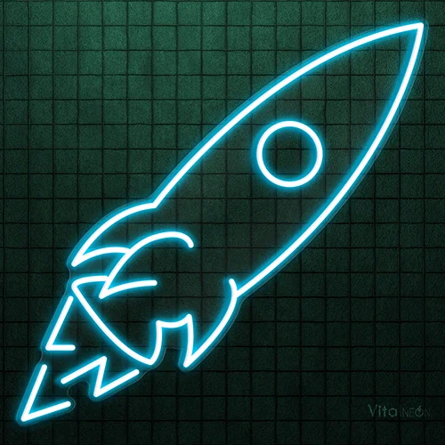 Rocketship Neon Sign | Futuristic LED Kids Room Decor