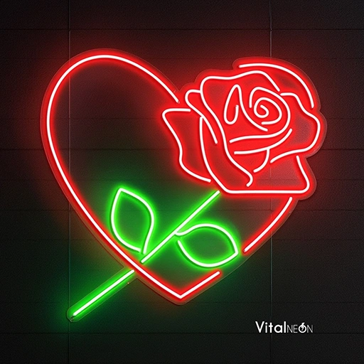 BUY Rose In Heart Neon Sign on Vitalneon | 2026 UPDATED
