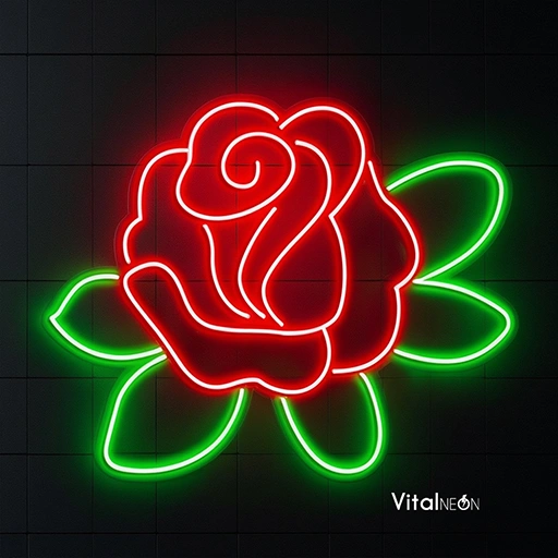 Rose Neon Sign | Custom Floral LED Neon Light Wall Decor
