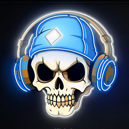 Buy Skull And Headphones Neon Sign