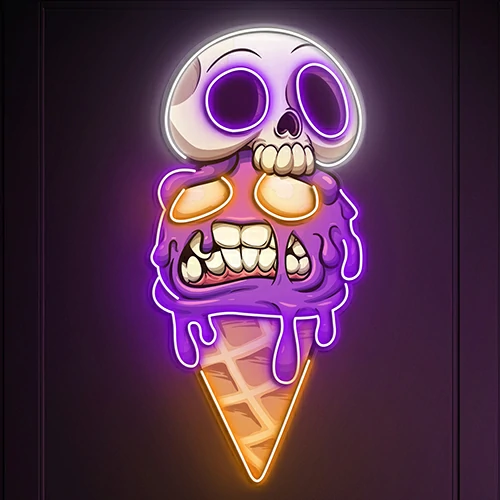 Skull Ice Cream Artistic Neon Sign