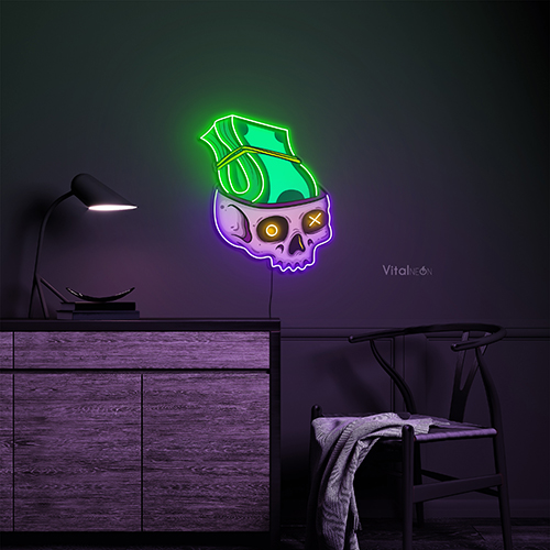 Buy Skull Money Artistic Neon Sign