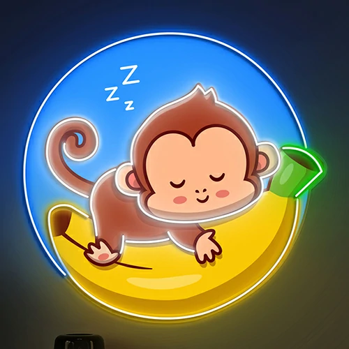 Sleeping Monkey Artistic Neon Sign