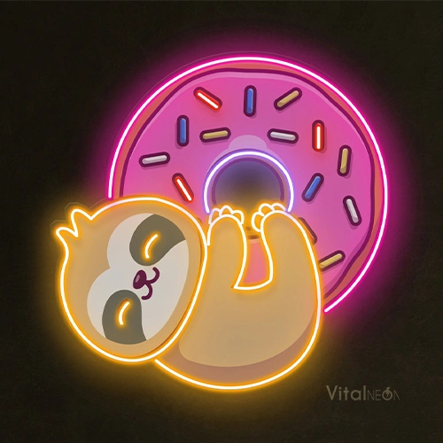 Sloth Donut Neon Sign |  Cute LED Kitchen Decor