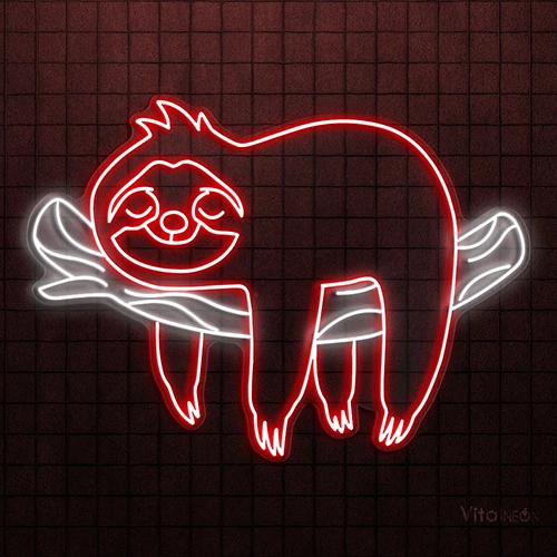 Sloth Lying on Tree Neon Sign |  Cozy LED Wall Decor