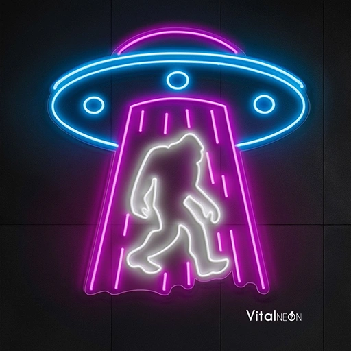 UFO Abduction Bigfoot LED Neon Sign | Cool Alien Neon