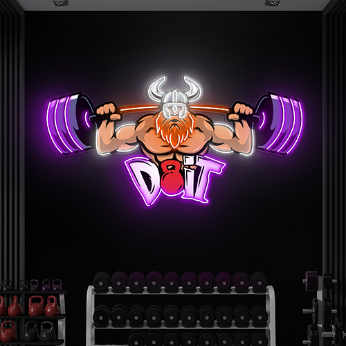 Viking Lifting Barbell LED Neon Sign
