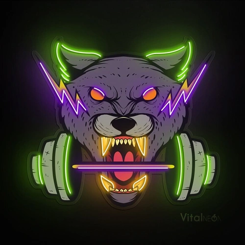 BUY Wolf and Dumbbell Gym Neon Sign | Home GYM Decor