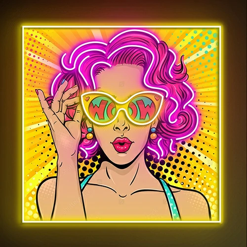 Wow Lady Pop Art Neon Sign | Custom Acrylic Artwork