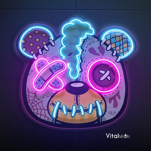 Zombie Teddy Bear Neon Sign